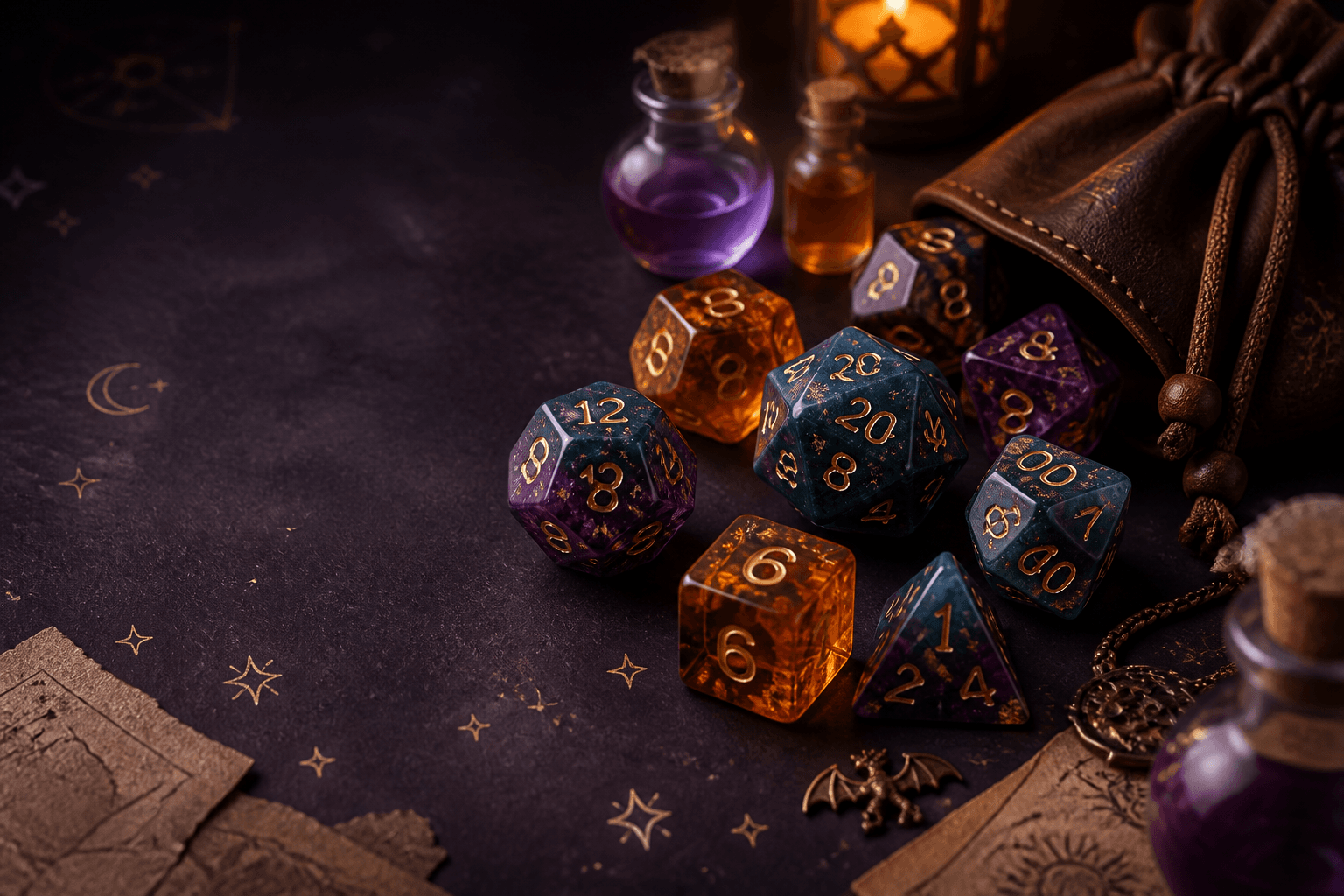 Dice sets and tabletop pieces